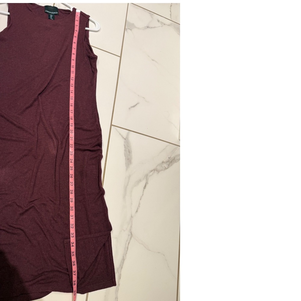 Cynthia Rowley Womens Sleeveless Burgundy Knit Midi Dress Side Slits Size Small - Picture 8 of 8